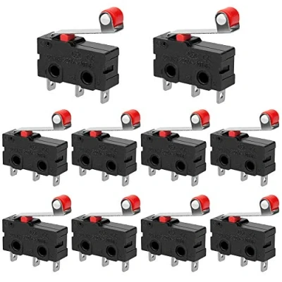 Imagen de InduSKY 10 Piezas Interruptor de Límite Micro Rodillo Bisagra Larga Momentáneo Acción Rápida AC 250V 5A SPDT Snap