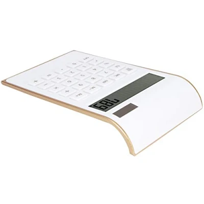 Imagen de Calculadora, 10 Dígitos Calculadora de Botones Grandes Solar Escritorio con Pantalla LCD Grande Botón Sensible para Negocios en Casa, Oficina(Blanco)
