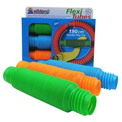 Imagen de alldoro 60331 Flexi Tubes de plástico, 4,5 cm diámetro, 3 Unidades Colores, Tubos con Longitud Extensible 21 67