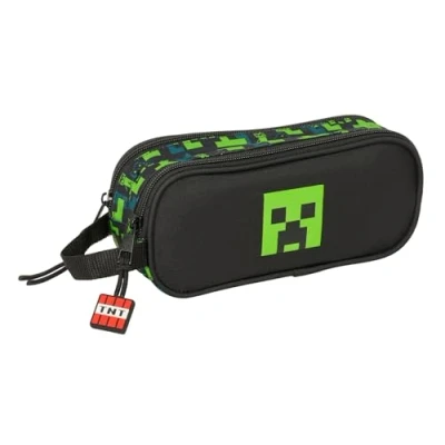 Imagen de Safta Minecraft TNT Portatodo Doble Niño, Estuche Infantil, Ideal para Niños en Edad Escolar, Cómodo y Versátil, Calidad Resistencia, 21x6x8 cm