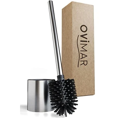 Imagen de ovimar escobillero Trekroner Plata de Silicona pie Acero Inoxidable para baño y Aseo Invitados con Moderno portaescobillero