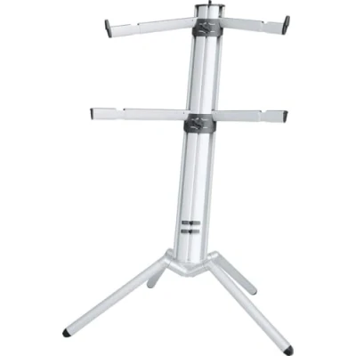 Imagen de K&amp;M 18860 Spider Pro base de teclado aluminio 4 brazos soporte para 2 instrumentos, columna inclinada, conexión roscada