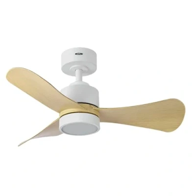 Imagen de Abrila Ventilador DC ZEPELIN Color Blanco con tres Aspas en Haya 6 Velocidades Ajustables 3 Temperaturas de Luz Mando a Distancia Incluido