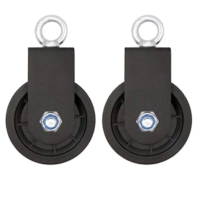 Imagen de LFJ Bloque de polea Giratoria única, Poleas Tendedero para Cuerda Cables Rueda elevación del Rodillo Sistema Gimnasio con Soporte Montaje en U, 2PCS