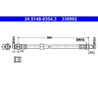 Imagen de ATE 24.5148 0354.3 Latiguillos de Freno 354 M10x1 FORD: Transit Connect Mk1 Furgón, Tourneo
