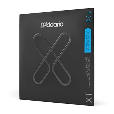 Imagen de D&#039;Addario Guitar Strings Coated Acoustic XT 80/20 Bronze For 6 String Extended Life, Natural Feel XTABR1253 Light, 12 53