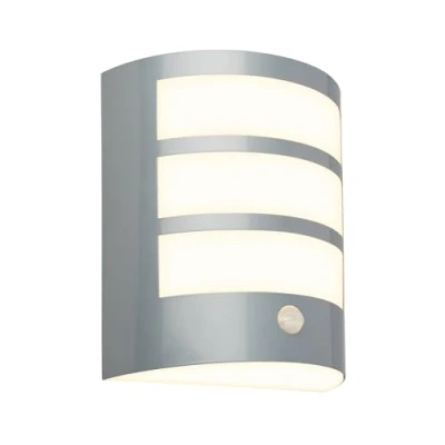Imagen de BRILONER aplique LED sin conexión a la red con detector de movimiento, sensor crepuscular, temporizador 20 seg., recargable, luz exterior, 18x15x7 cm, cromo mate
