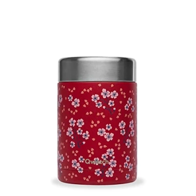Imagen de QWETCH Insulated Lunch Box Hanami Red 600ml Stainless Steel food 5h Hot and 7h Cold BPA free, Waterproof &amp; Reusable for office, picnic, hiking