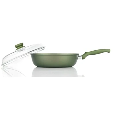 Imagen de Risoli Dr Green Extra Induction Sartén Alta 24 cm con Tapa Mango baquelita Antiadherente Greenstone