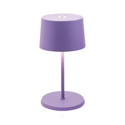 Imagen de Zafferano, Lámpara Olivia Mini, de Mesa Portátil y Recargable con Control Táctil, Adecuada para Interior Exterior, Atenuador, 2700 3000 K, Altura 22 cm, Color Lila