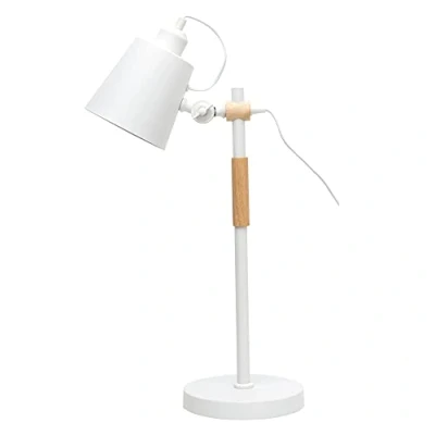 Imagen de BEL AIR HOME Flexo OSLO Lámpara de Escritorio Articulada Iluminación Ajustable para Lectura y Trabajo Diseño Elegante con Detalles en Madera, Blanco, Metal