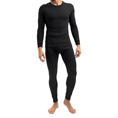 Imagen de MT Conjunto de Ropa esquí y térmico para hombre interior larga suave, Negro , L