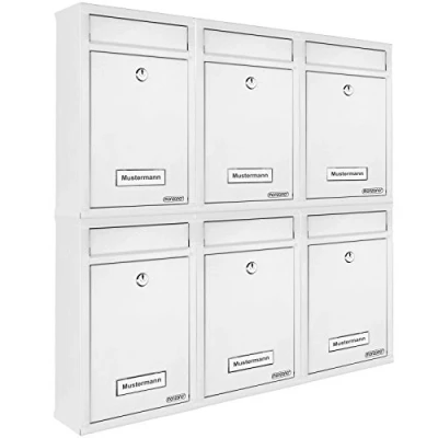 Imagen de Deuba 6X Buzones de Correo Acero Sistema Buzón Pared Exterior 2 Llaves Ventana Placa Nombre Blanco