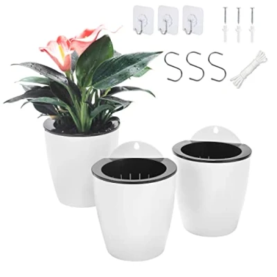 Imagen de 3 Piezas de riego automático para Colgar en la Pared, macetas Ventana, Cesta Flores Plantas Interior Cocina, Hierbas, balcón, barandilla, Estante, Valla, Enrejado