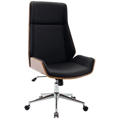 Imagen de CLP Silla De Oficina Breda En Polipiel, Estructura Madera &amp; Base Metal I Ejecutiva Regulable Altura, Color:Nuez/Negro