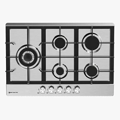 Imagen de EAS ELECTRIC SMART TECHNOLOGY EMH750GBNX Encimera de gas 5 fuegos Color Inox 75 cm butano y natural Autoencendido Control mecánico Válvula seguridad en quemadores