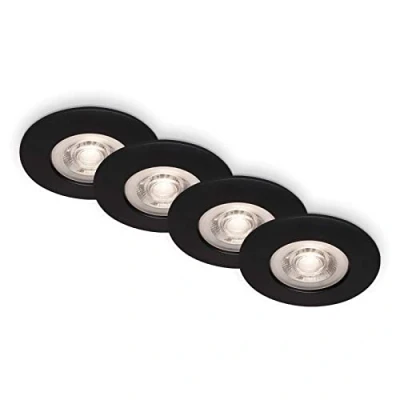 Imagen de BRILONER Juego de 4 focos LED empotrables en el techo, baño, baño IP44, negro mate, 90x25 mm (DxH)