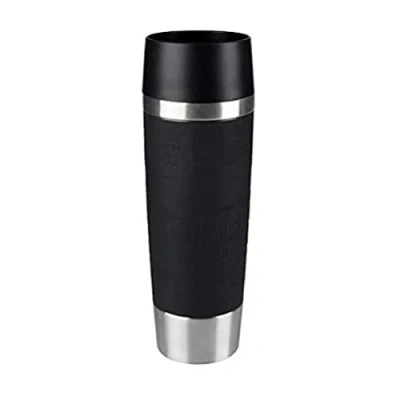 Imagen de Emsa Travel Mug Grande Taza Termo, 0.5 L, Acero Inoxidable/Silicona, Plateado/Negro