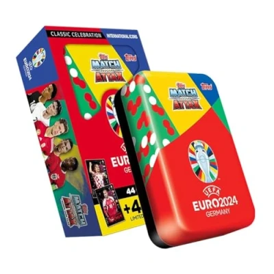 Imagen de Topps Euro 2024 Match Attax Oficial Mega Lata 3 International Icons ¡Cotniene 44 Cartas más 4 exclusivas Limited Edition!