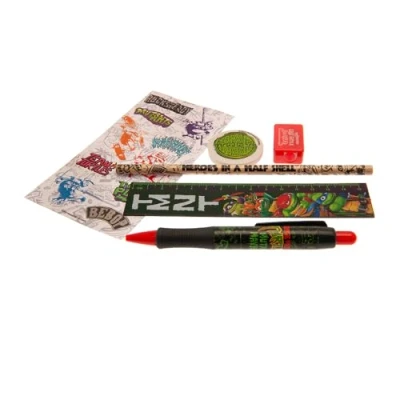 Imagen de set de escritura 6 piezas TMNT, las Tortugas Ninja con birretes, lápiz, regla y compañía, mercancía oficial, ideal para empezar el cole