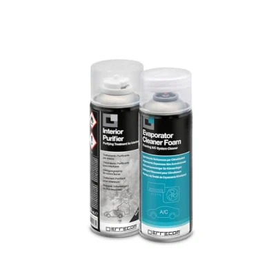 Imagen de ERRECOM Total Care, Tratamiento purificador Completo para Sistemas de climatización los autovehículos y habitáculos, Fragancia Talco, 2 Botes 200 mL