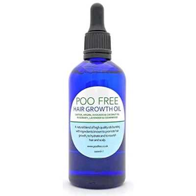 Imagen de 100% Natural ACEITE PARA el Crecimiento del CABELLO RICINO, ARGÁN, AGUACATE, COCO con ROMERO, LAVANDA Y CEDRO 100 ml de POO FREE. Promueve Cabello. Hidrata, Nutre, Protege.