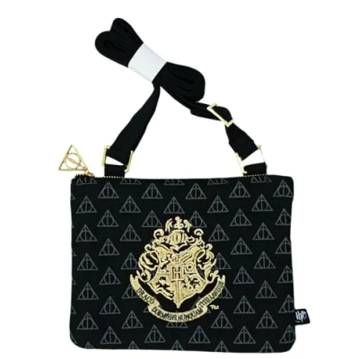 Imagen de GWCC Bolso bandolera con licencia de Harry Potter Hogwarts correa ajustable, Black, 21