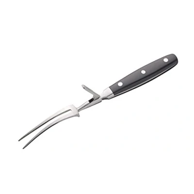 Imagen de MasterClass Tenedor para trinchar de acero inoxidable con protector, carne y todo tipo asados, agarre cómodo, 28 cm (11»), negro