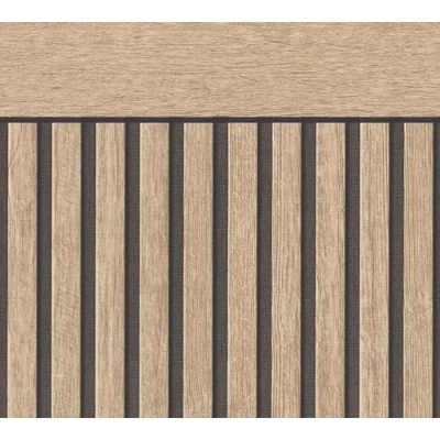 Imagen de A.S. Création papel pintado aspecto madera beige marrón negro 397441 paneles acústicos zócalo escandinavo en formato horizontal 5,00m x 1,06m Fabricado Alemania