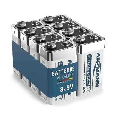 Imagen de Ansmann Pilas alcalinas Longlife de 9 V (8 Unidades) Mayor Rendimiento, batería Ideal para detectores Humo, Detector Movimiento, Sistemas Alarma y