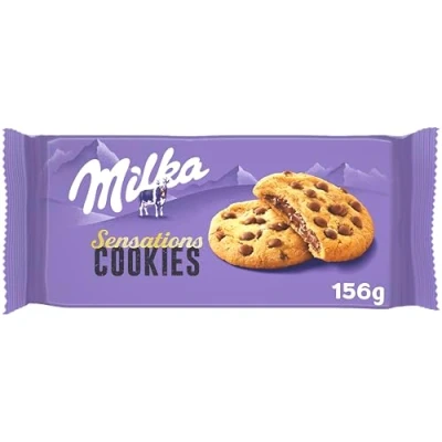 Imagen de Milka Sensations Galleta Cookie con Pepitas de Chocolate Leche y Relleno los Alpes 156 g