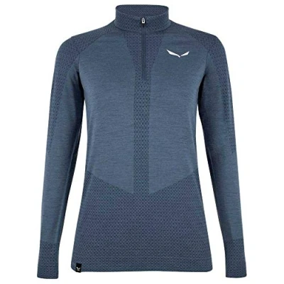 Imagen de SALEWA Zebru Med Warm Amr W 1/2z Tee. Camiseta, Mujer, Azul Dark Denim, S