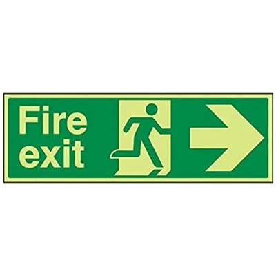 Imagen de vsafety 14004bj g &quot;Fire Exit flecha derecho&quot; signo, brilla en oscuro, 1 mm, plástico, paisaje, 450 mm x 150 mm), color verde