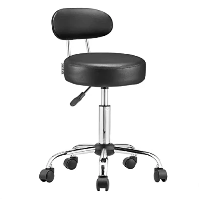 Imagen de CASARIA Taburete con Respaldo Giratorio 360º Negro Altura Regulable Silla de Oficina Asiento Trabajo
