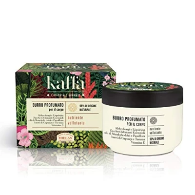 Imagen de Helan, Kaffa, Crema Hidratante Corporal, Perfumada y Suavizante Manteca Corporal Nutritiva Lenitiva, Enriquecida con Aceites de Almendras Dulces Microbiológicamente Testada 200 ml
