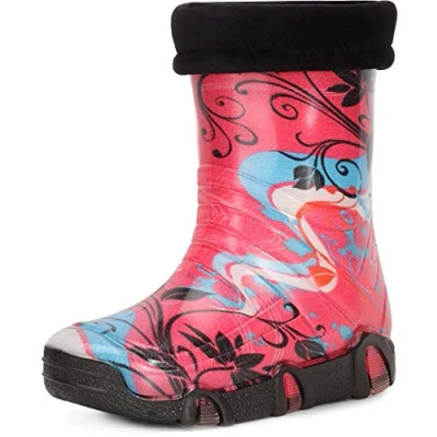 Imagen de Ladeheid Botas de Agua Forradas Unisex para niños Zapatos Resistentes al Goma Calzado Lluvia y niñas Swk32 (Rosado Modelo 32, 35/36 EU)