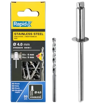 Imagen de Rapid 5000394 Remaches, 0 W, Plateado, 4x12mm