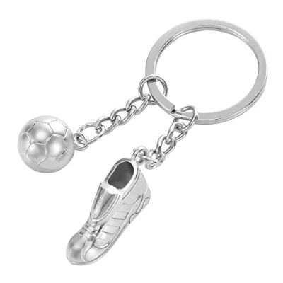 Imagen de TRXES llavero de plata para botas fútbol y pelota, accesorio la Copa del Mundo Joya Navidad, regalo cumpleaños, hombres mujeres, plata, Talla única