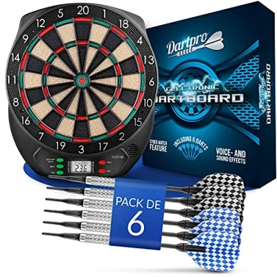 Imagen de DartPro Diana electrónica Juego de con 6 Dardos Punta Suave [utilizables sin Cables] innovadora 65 variaciones [para 1 8 Jugadores]