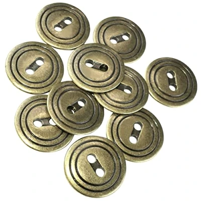 Imagen de AERZETIX C56625 Juego de 10 Botones coser metálicos Ø19mm con 2 agujeros apertura 3mm color oro antiguo mercería costura ropa artesanía vaqueros jeans