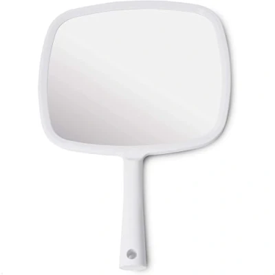 Imagen de MIRRORVANA espejo de mano con mango ergonómico, para maquillaje, cortes pelo en el hogar, uso dental y peluquería, 8 x 11 pulgadas (blanco)