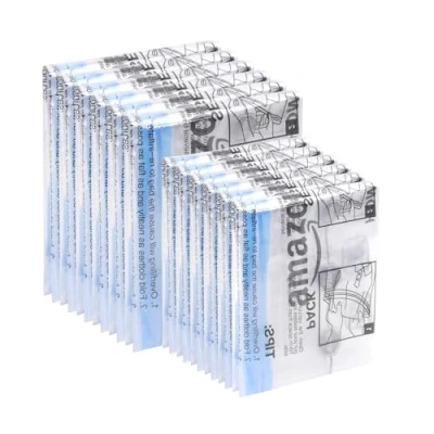Imagen de Amazon Basics bolsas de almacenamiento ropa, viaje enrollables con cremallera, paquete 12 (6 pequeñas y 6 medianas), transparentes, no requiere bomba vacío