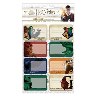 Imagen de Harry Potter Juego de etiquetas escolares, diseño casas Hogwarts, mercancía oficial