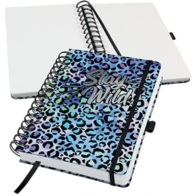 Imagen de SIGEL JN652 Jolie Libreta de espiral, Blue Leo Love, blanco, 120 g/m², 16,8 x 21,5 cm, tapa dura, 240 páginas, azul, púrpura, negro