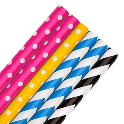 Imagen de Hallmark Paquete de papel regalo multiocasión 6 rollos en 4 colores y 2 diseños estampados
