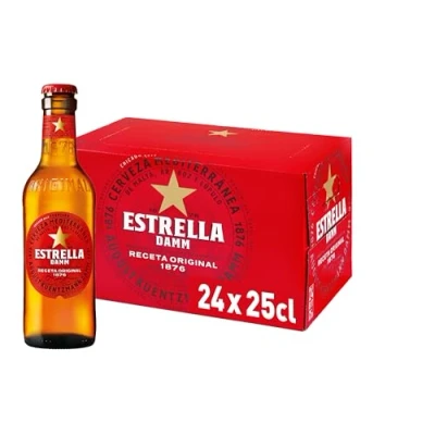 Imagen de Damm Cerveza Estrella Damm, Caja de 24 Botellas 25cl Lager Mediterránea, Receta Original 1876, 100% Ingredientes Naturales, en Botellín