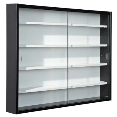 Imagen de Inter Link Vitrina de colección Estantería pared cristal colgante MDF Negro/Blanco (80x60x9,5 cm) Collecty Negro