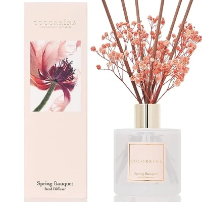 Imagen de COCORRÍNA Reed Diffuser Set 200ml Difusor de Varillas con Flores secas/Ramo Primavera/Ambientadores Hogar, Ambientador Varillas/difusor Aromas/para Decoración Baños y Estanterías