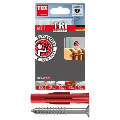 Imagen de TOX Taco universal Tri 6x51 mm + tornillo, 8 piezas, 010701061