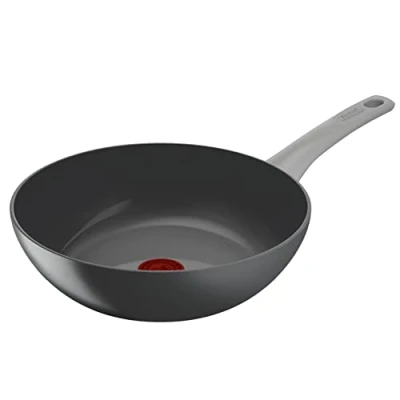 Imagen de Tefal Renew On Wok de 28 cm aluminio 100% reciclado, revestimiento antiadherente cerámico sin PFOA, Thermo Signal, embalaje 90% todo tipo cocinas, cocina baja en grasas